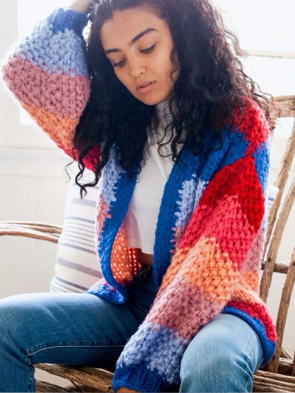 Blank NYC Catch The Rainbow Cardigan Multi Color Chunky Knit Sweater - Picture 3 of 14